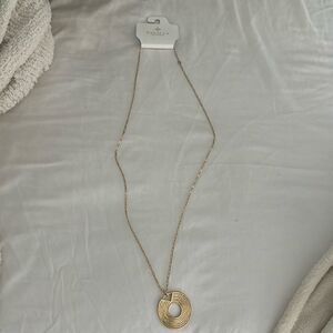 Panacea gold necklace with retro drop round NWT